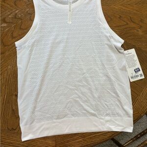 White Sleeveless Mesh Top